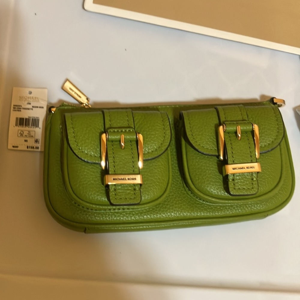 Michael Kors ZOE SM Conv Poshette Meadow Green pebble leather - Picture 4 of 10